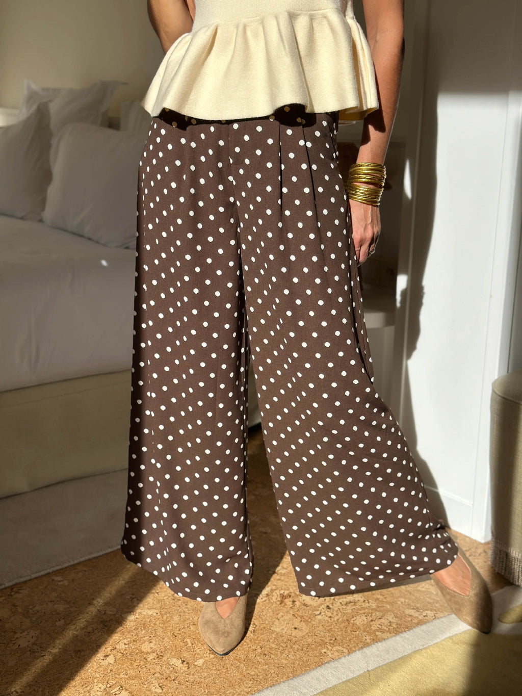 Weite Freizeithose mit Polka Dots