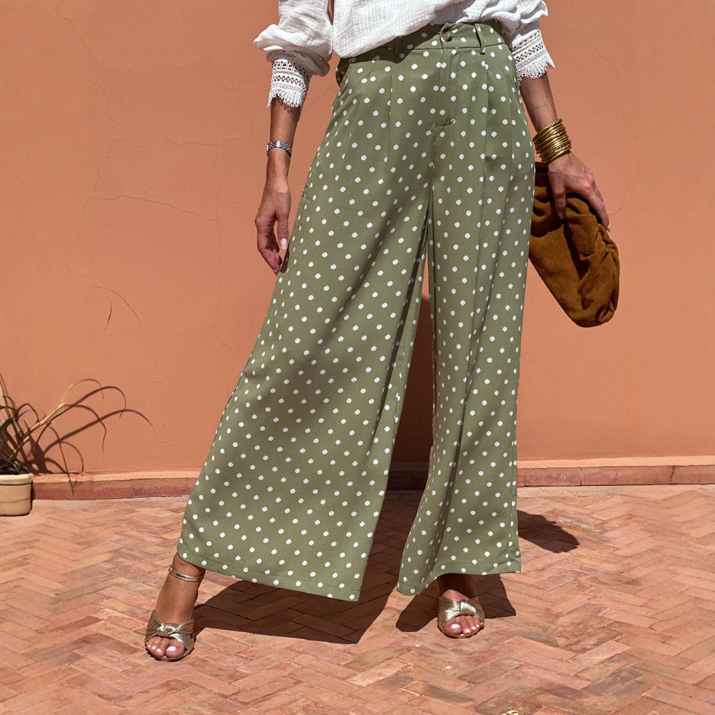 Weite Freizeithose mit Polka Dots