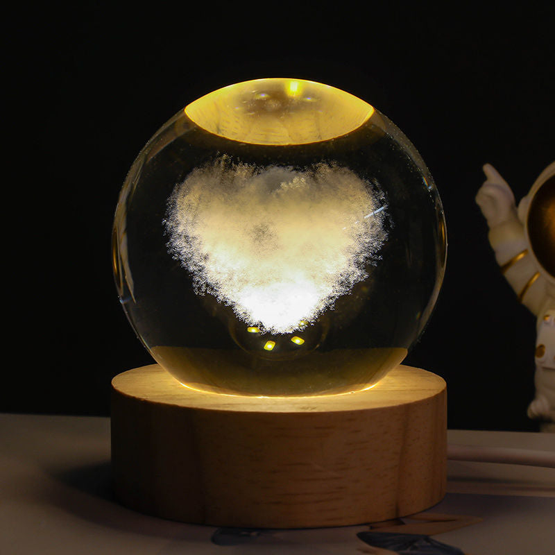 3D Planeten Kristallkugel Nachtlicht