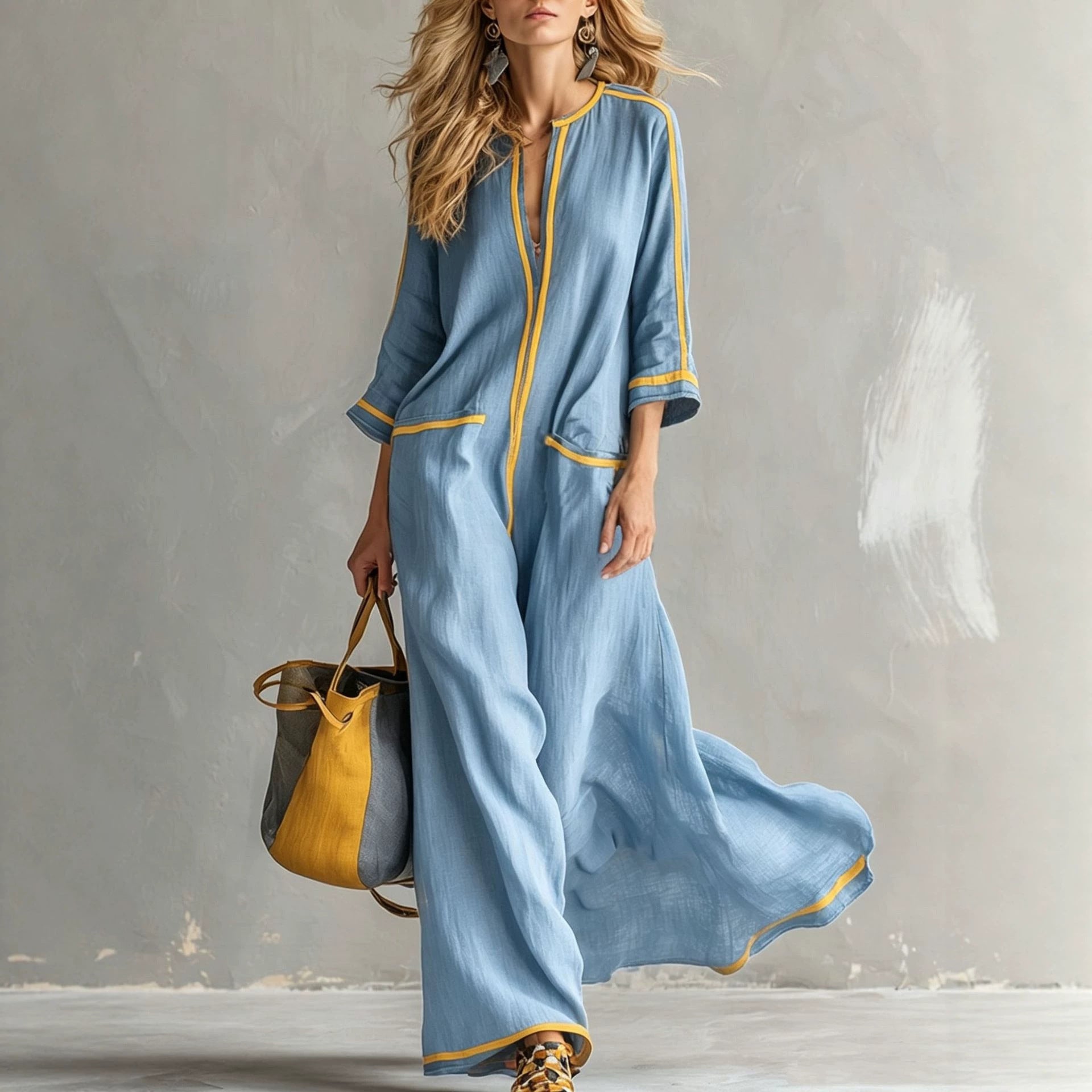 Gestreiftes, elegantes Maxikleid