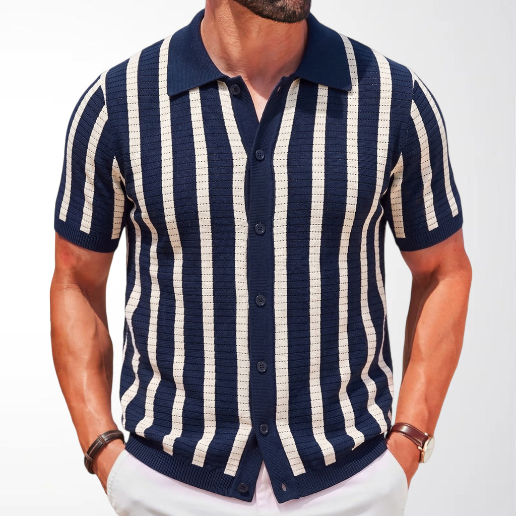Gestreiftes Jacquard Strick-Shirt für Herren – Ansicht 6