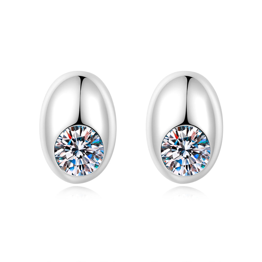 Ovale S925 Sterling Silber Ohrstecker mit Moissanit