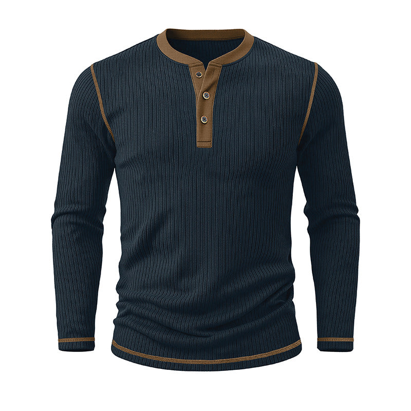 Herren Langarmshirt mit Farbblock Henley