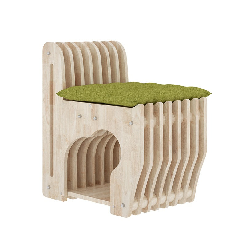 Stuhl-Katzenbett aus Holz