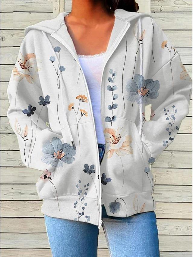 Kapuzenpullover mit Reissverschluss und Print