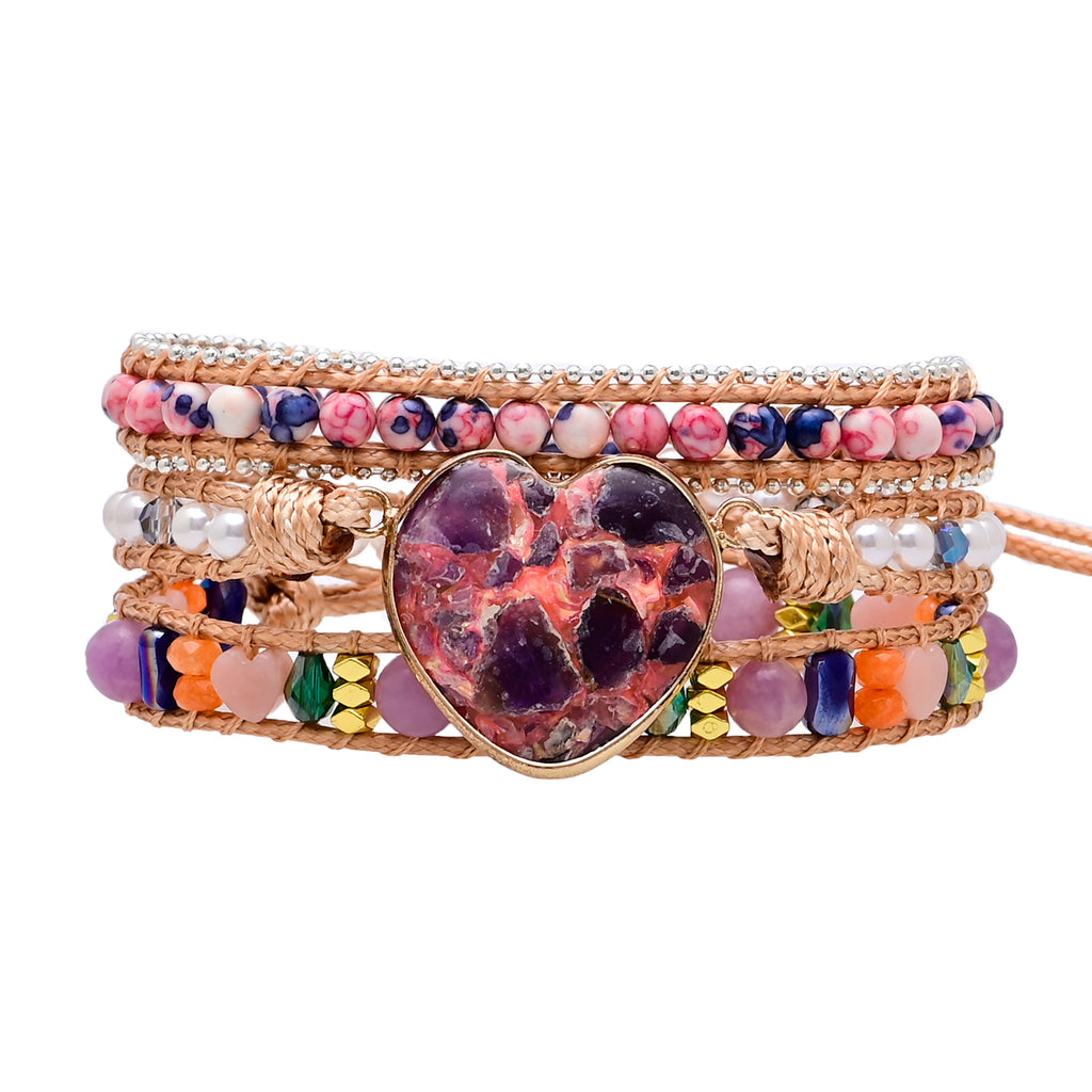 Herzförmiges Armband mit Rain Flower Steinperlen – Bild 5 | LuxeStyle