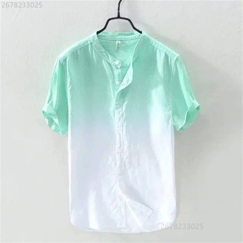 Atmungsaktives Ombre-Shirt im Resort-Stil – kurzärmelig