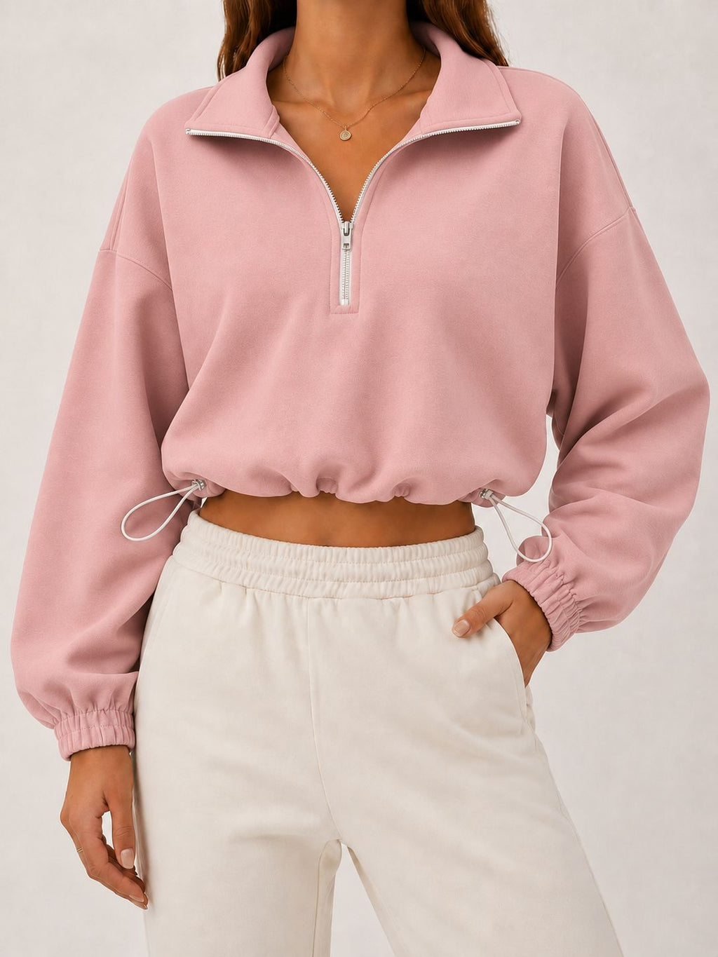 Loose-fit Langarm-Top mit Tunnelzug