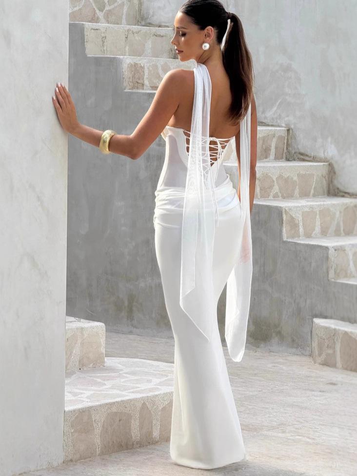 Trägerloses Maxi-Kleid mit Mesh – Bild 6 | LuxeStyle