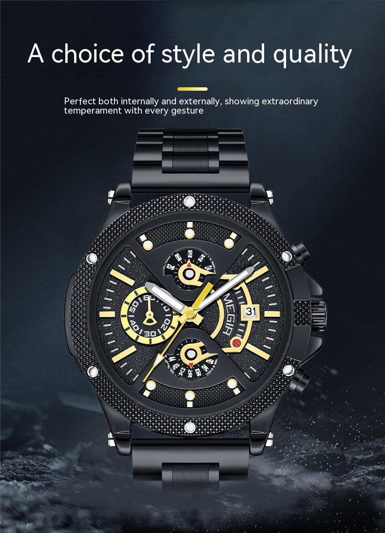 Stahlarmband-Multifunktion-Uhr – Bild 1 | LuxeStyle