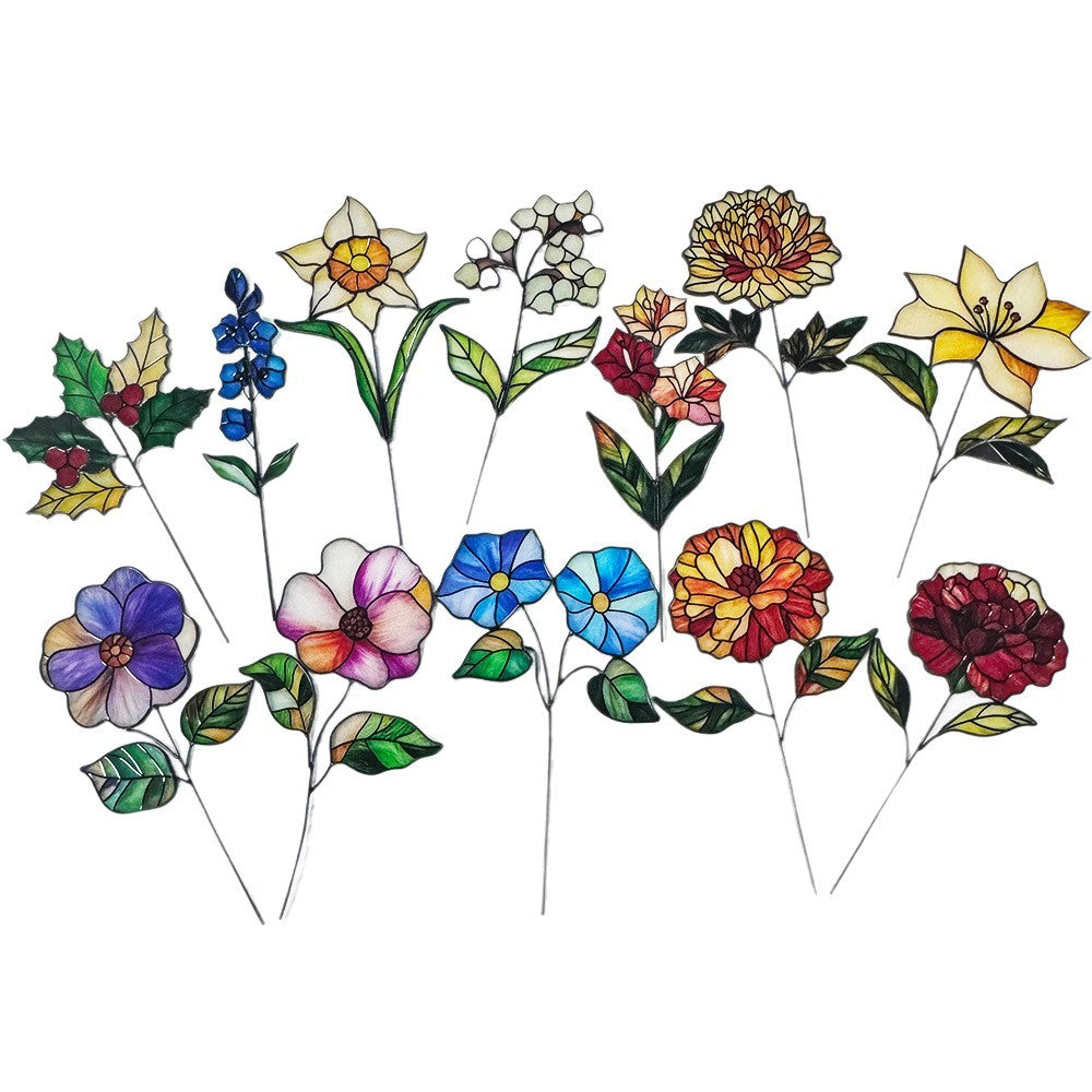 Handgefertigte bunte Pflanzen-Ornamente