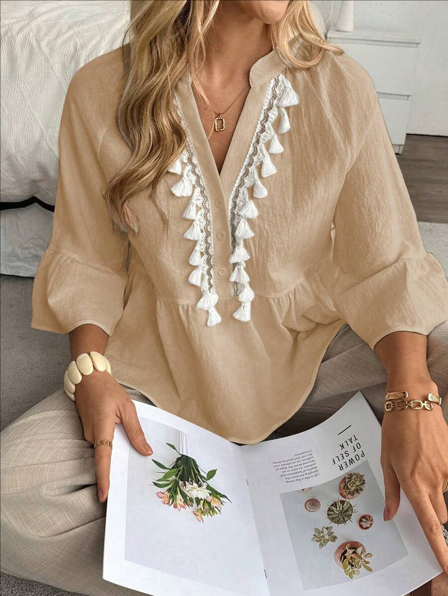 Sommer-Top «Sole» – V-Neck mit Knopfleiste