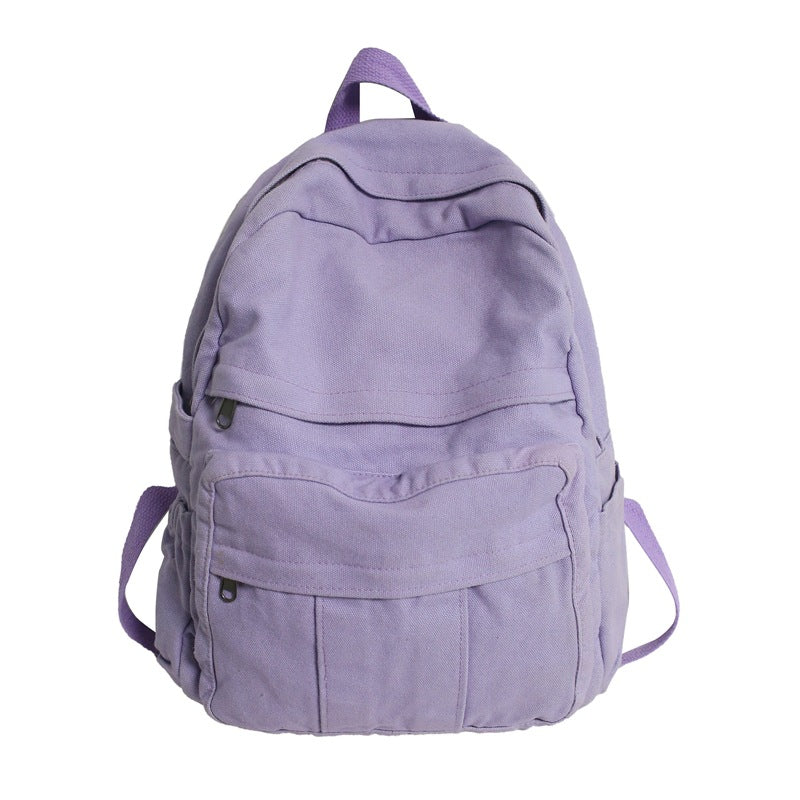 Canvas Schulrucksack mit Reissverschluss