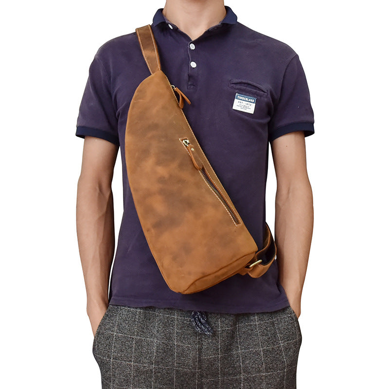 Retro Brusttasche aus echtem Leder