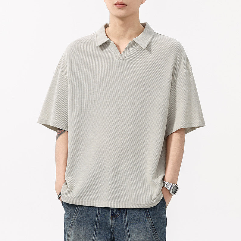Lockeres Baumwoll-Polo-Shirt, kurzärmlig | LuxeStyle