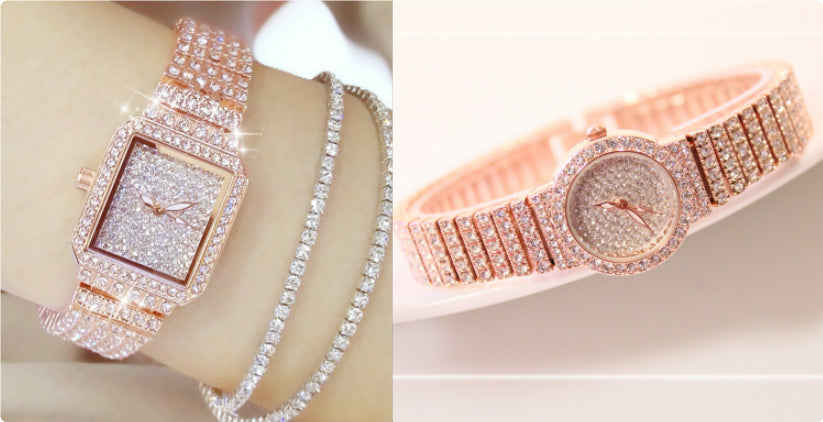 Wasserdichte Quarzuhr mit Strass-Besatz – Bild 7 | LuxeStyle