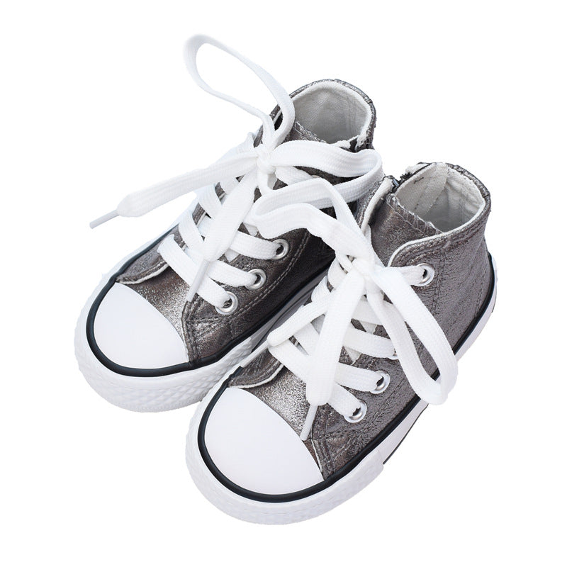 High-Top Canvas-Kinderschuhe mit Pailletten – Bild 4 | LuxeStyle