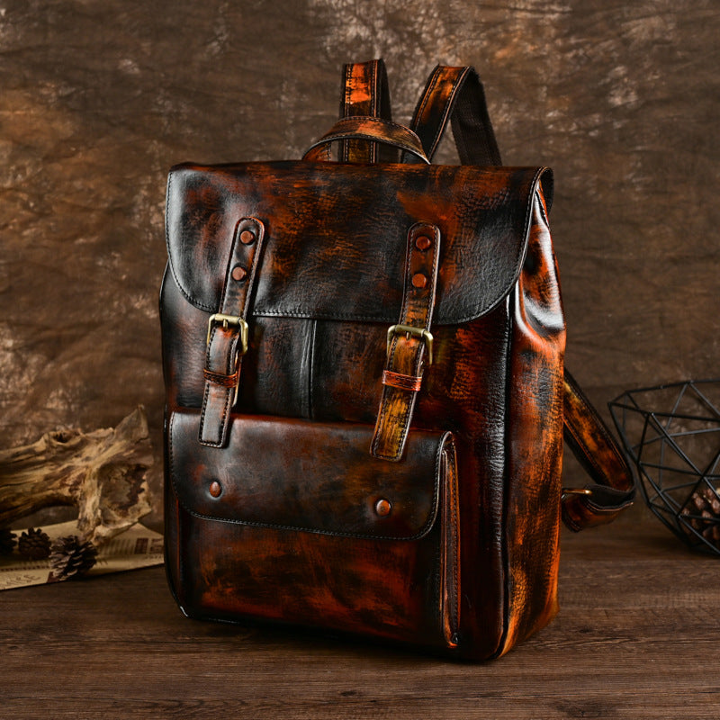 Retro-Rucksack aus Rindsleder