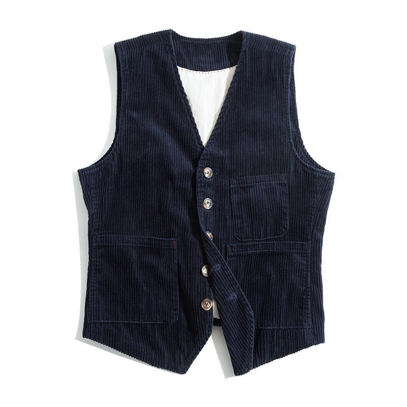 Corduroy-Weste für Herren mit Patchwork