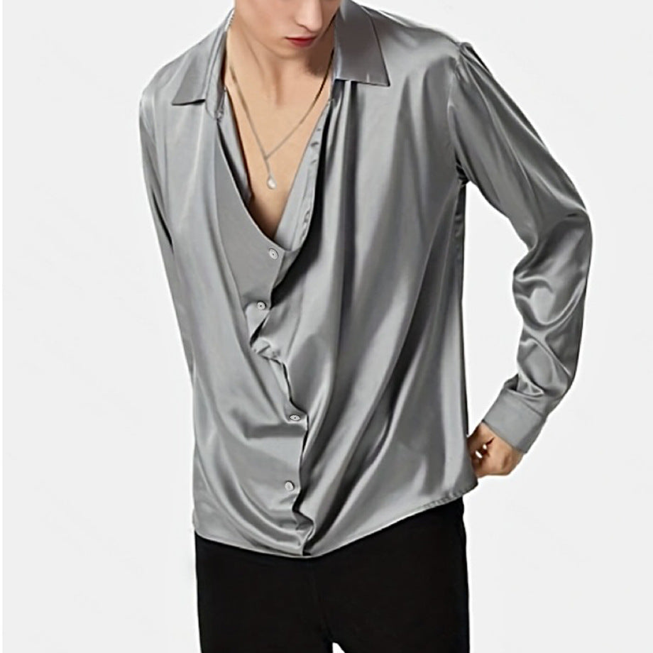 Herren Langarmshirt mit Mandarin-Kragen – Bild 3 | LuxeStyle