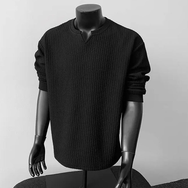 Herren Langarmshirt mit V-Ausschnitt – Bild 6 | LuxeStyle