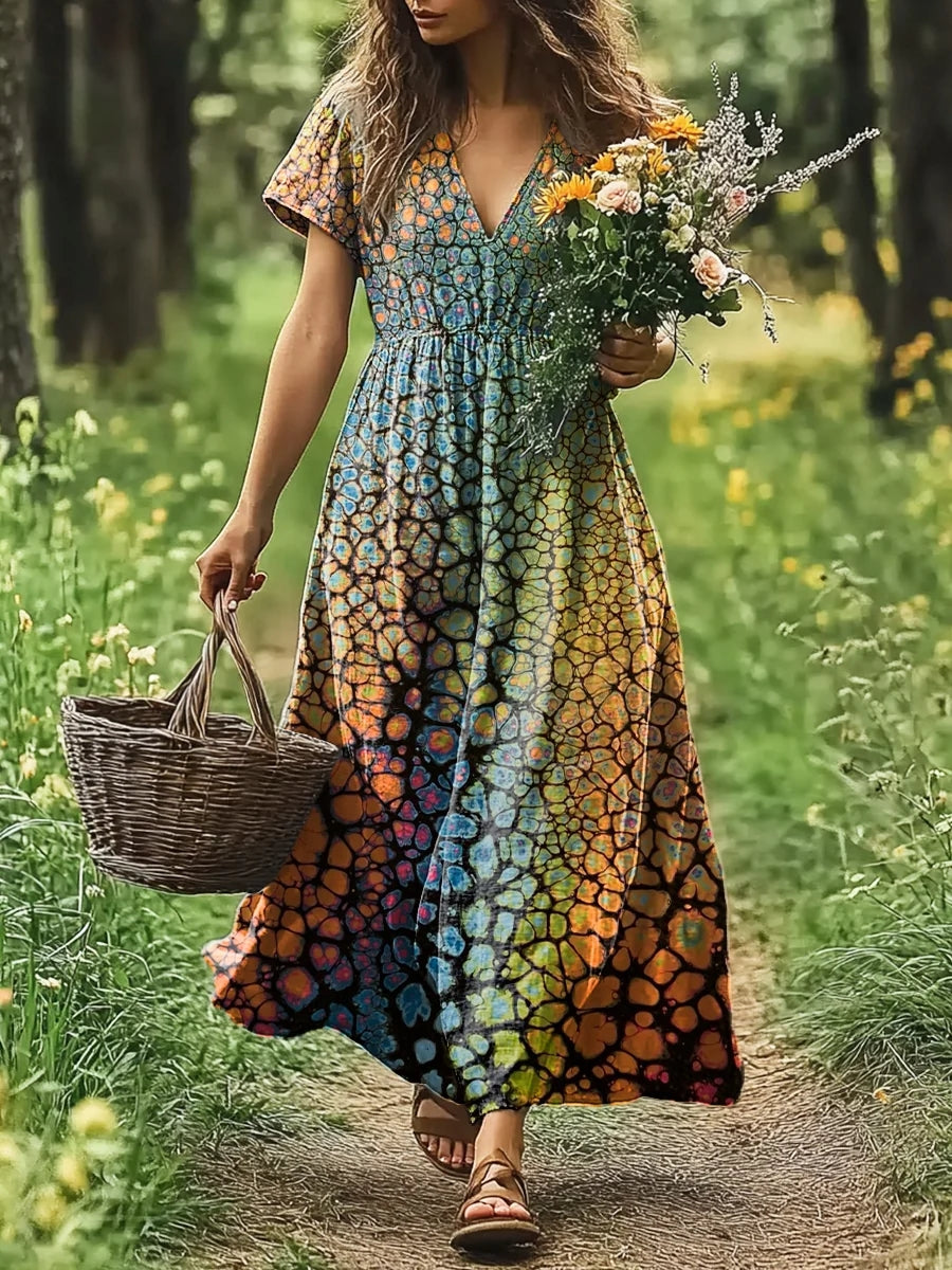 Bedrucktes Damenkleid mit elastischem Bund – Bild 3 | LuxeStyle