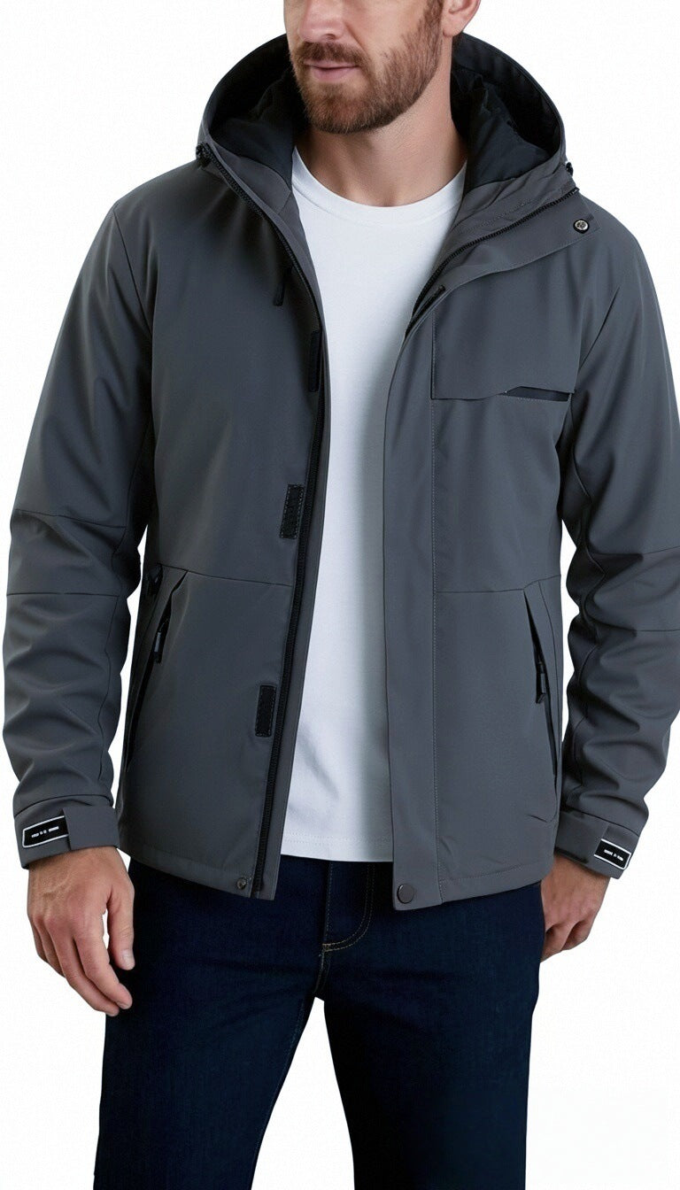 Herren Outdoor-Jacke, unifarben, lockere Passform