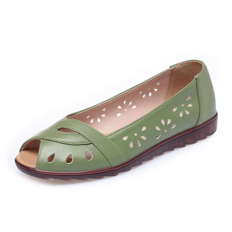 Peep Toe Sandalen flach, weiche Ledersohle – Bild 2 | LuxeStyle