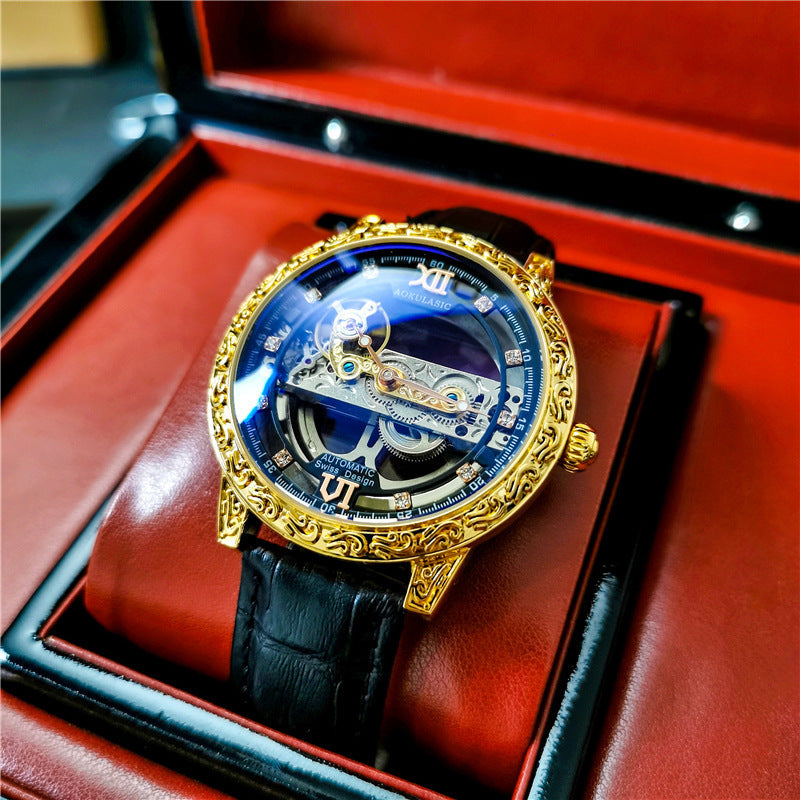 Automatische Mechanische Herrenuhr Doppelseitig Hohl Wasserdicht