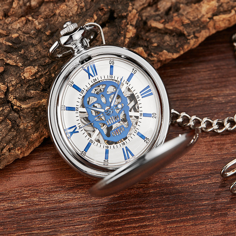 Retro-Skelett-Taschenuhr mit Klappdeckel