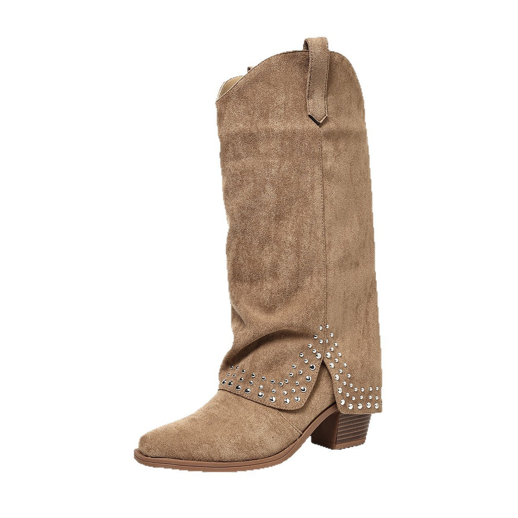 Rivetten-Boots mit Blockabsatz