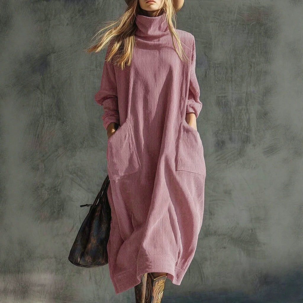 Kord-Kleid mit A-Linie und Taschen | LuxeStyle