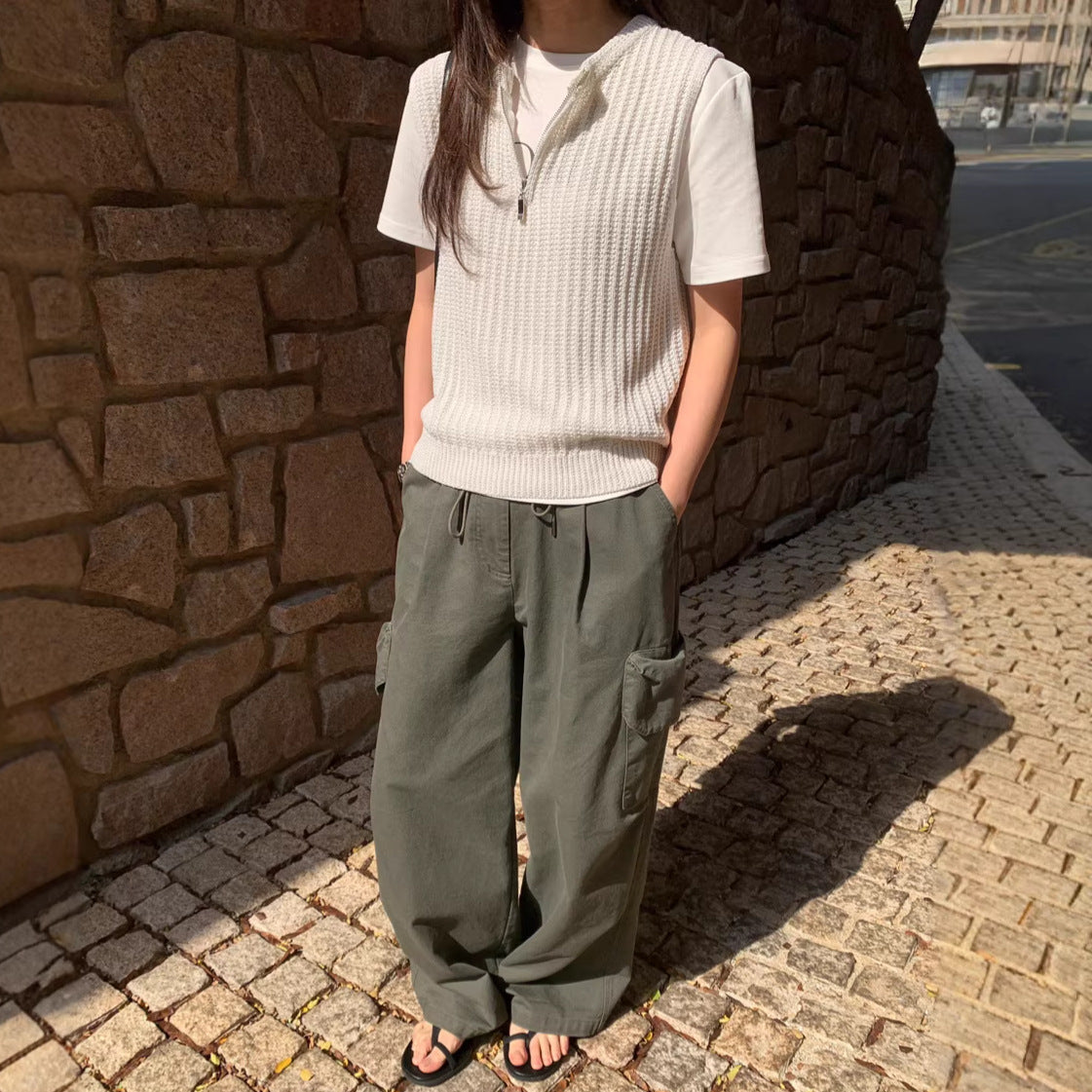 Gerippte Strickweste für Damen