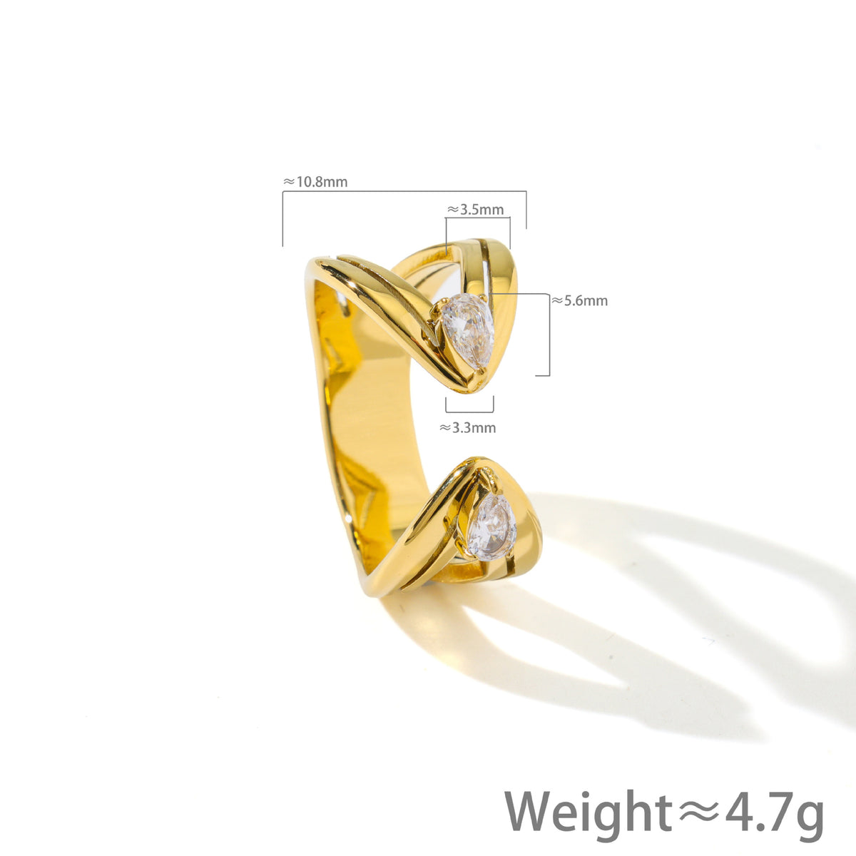Doppel-Diamant Open-Ring aus Edelstahl – Bild 3 | LuxeStyle