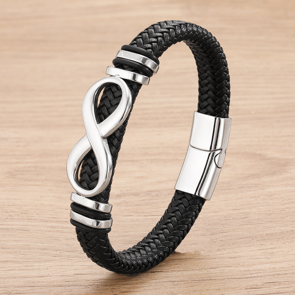 Geflochtenes Edelstahl-Lederarmband – Bild 2 | LuxeStyle