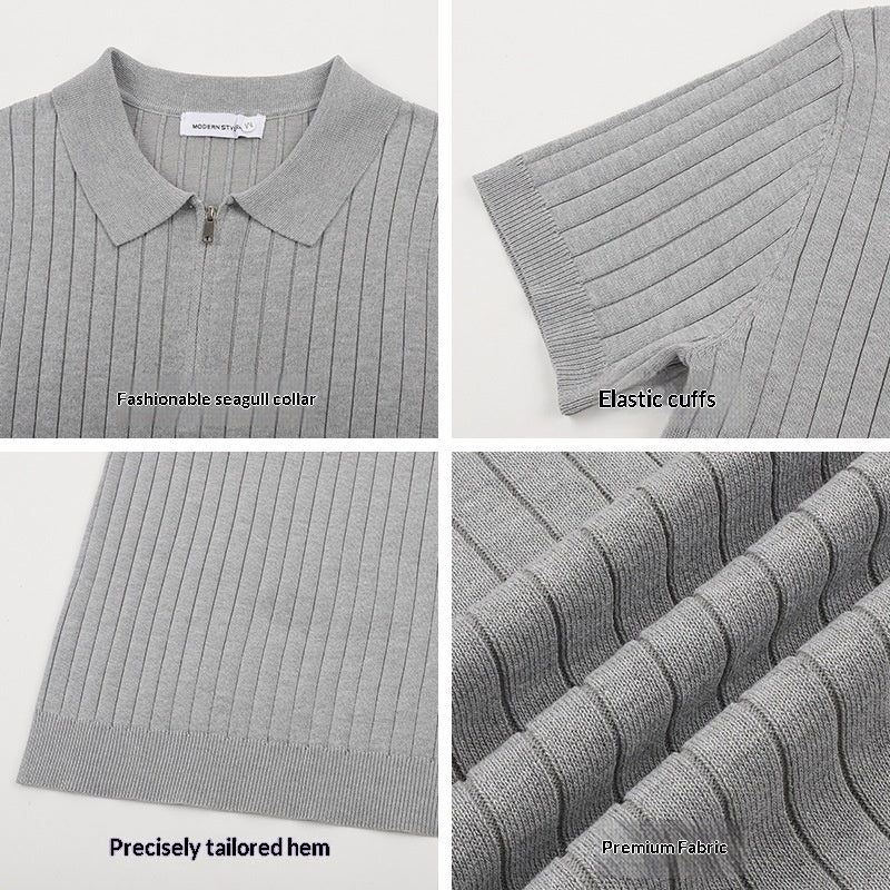 Kurzarm-Strickpullover mit Reissverschluss – Bild 9 | LuxeStyle