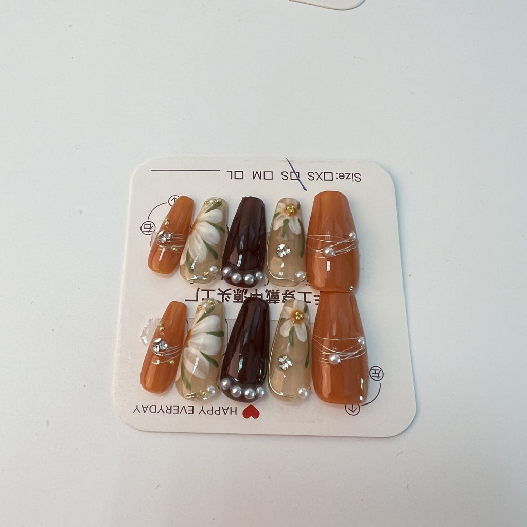 Abnehmbare Blumen-Fingernägel für Damen