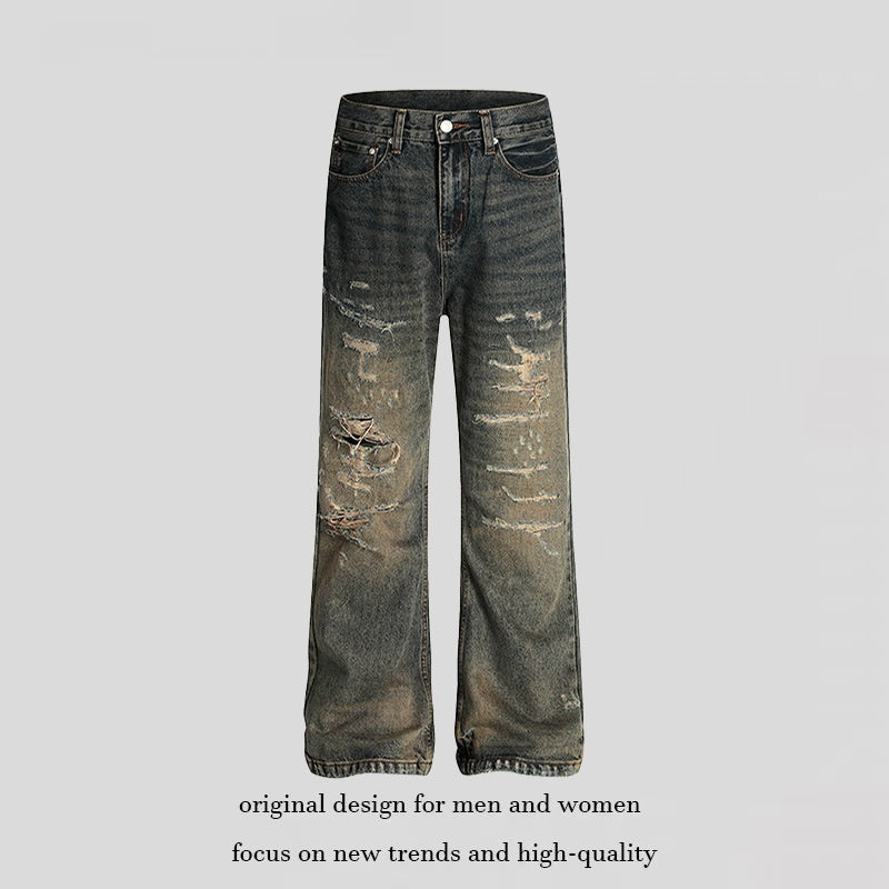 Retro Tie-Dye Jeans mit weitem Bein
