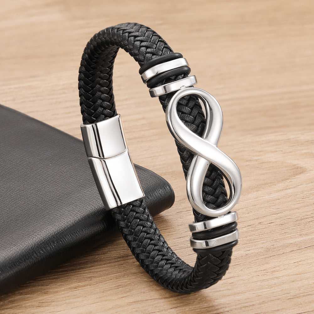 Geflochtenes Edelstahl-Lederarmband – Bild 7 | LuxeStyle