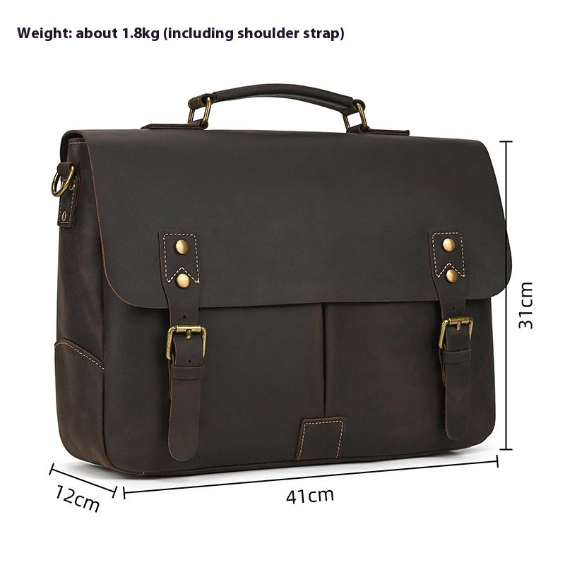 Retro Aktentasche aus Crazy Horse Leder – Bild 2 | LuxeStyle