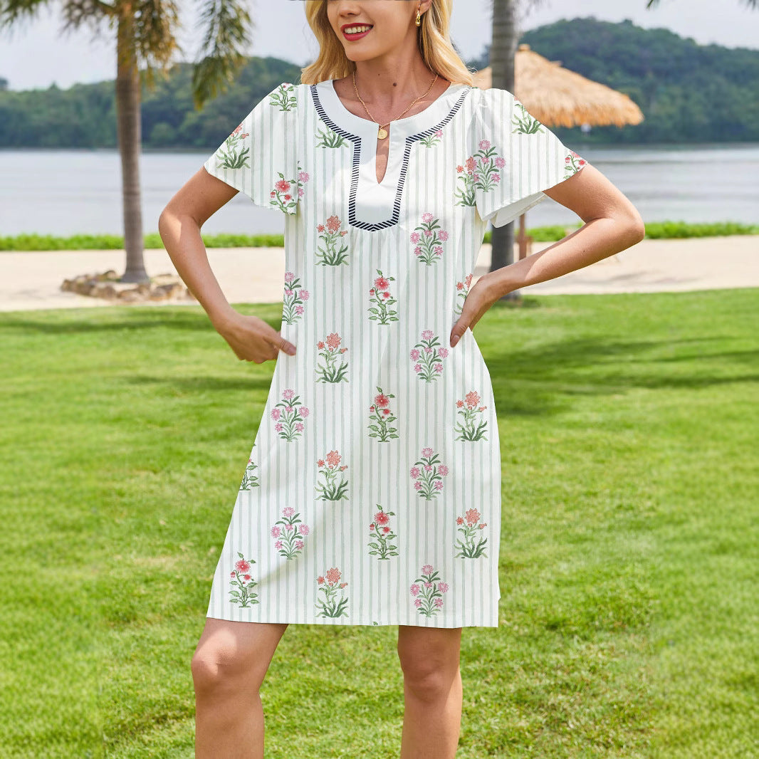 Florales Sommerkleid mit Puffärmeln, Damen – LuxeStyle
