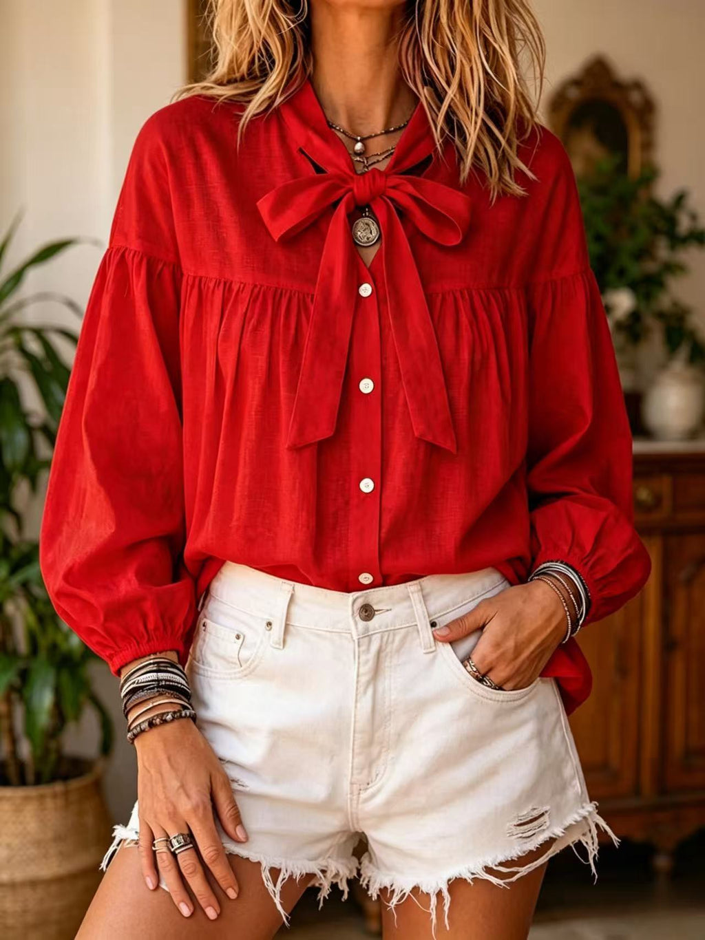 Puffärmelige Bluse