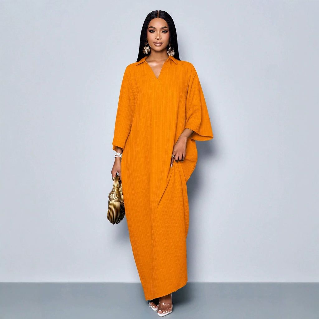 Drapiertes V-Neck Kleid mit Textur