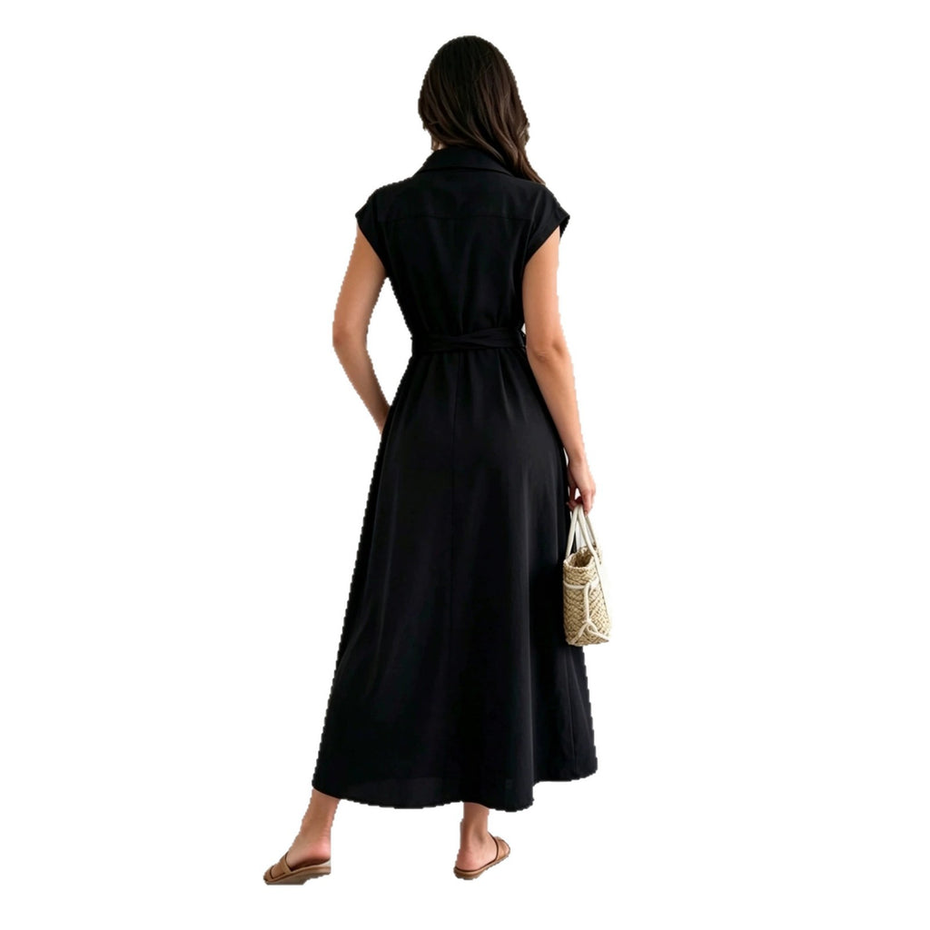 Ärmelloses Strickkleid mit Hemdkragen