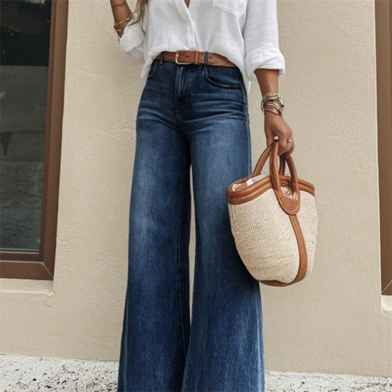 Loose Fit High Waist Jeans mit weitem Bein