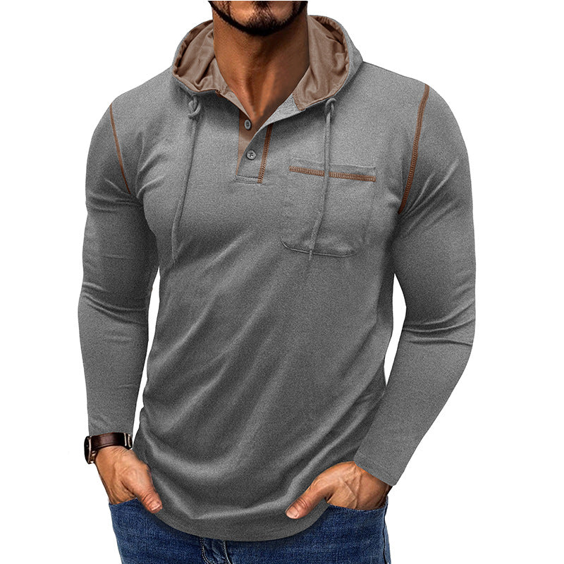Herren Langarmshirt Henley mit Kapuze – Bild 11 | LuxeStyle