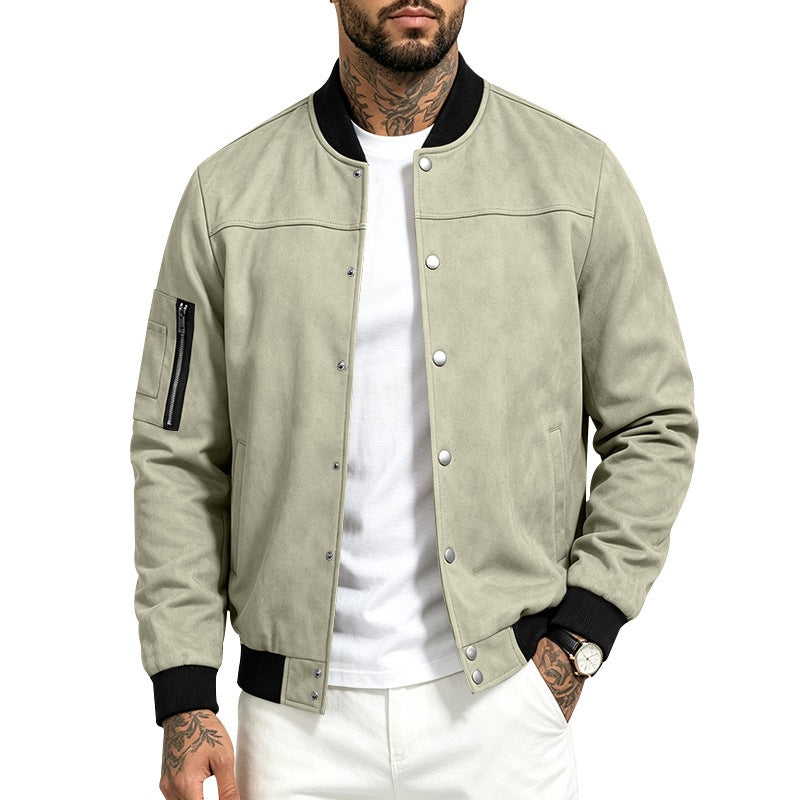 Herren Wildleder-Look Stehkragenjacke