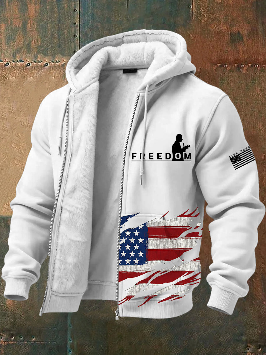 Kapuzen-Zipup Jacke mit 3D-Druck – Bild 11 | LuxeStyle