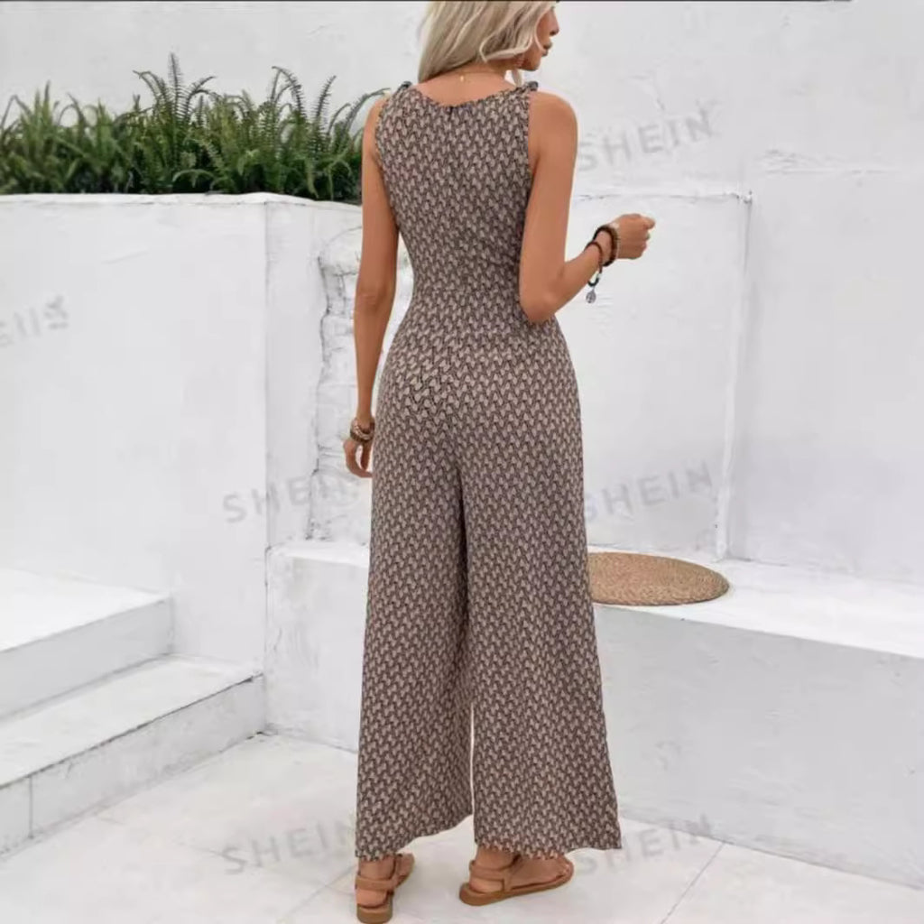 Eleganter bedruckter Jumpsuit mit Schnürung