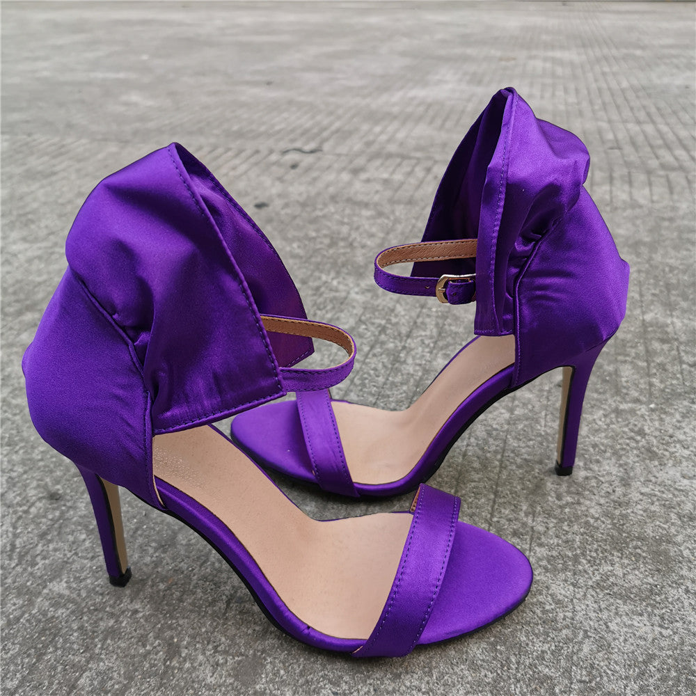 Stiletto-Streifen Sandalen in Lila, Plus-Size – Bild 5 | LuxeStyle